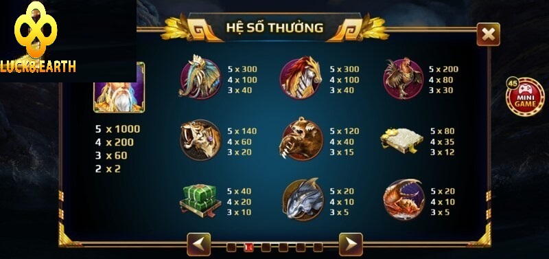 Nổ Hũ Sơn Tinh Thủy Tinh Tính Năng Độc Đáo Tại Luck8 3 Mức đổi thưởng trong game Sơn Tinh Thủy Tinh Luck8 vô cùng hấp dẫn