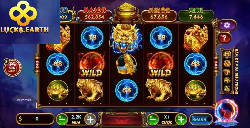 Kho Báu Tứ Linh Luck8 Tính Năng Trúng Thưởng Cực Đã 2025 3 Các biểu tượng hũ thưởng trong kho báu tứ linh Luck8